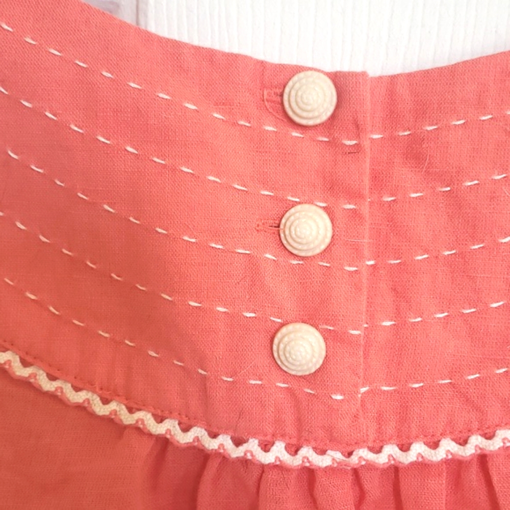 Anthropologie Floreat Embroidered Linen Blend Tank Top Coral Orange Scoop Neck S - Picture 10 of 16